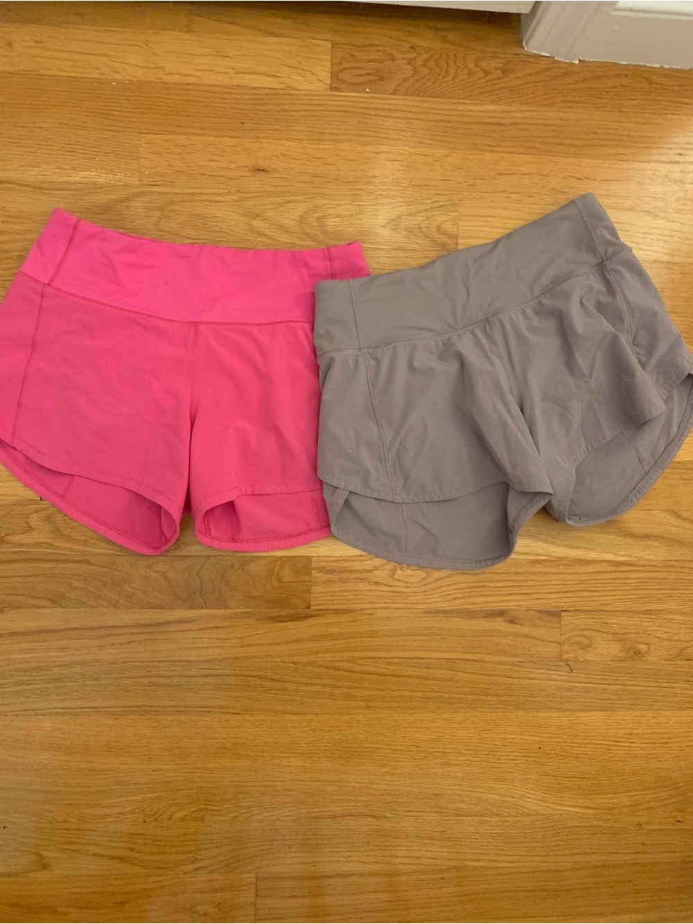 Women's Lululemon Dual-Pack Active Shorts — Pink and Gray
